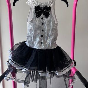Sparkling Silver and Black Tuxedo Dance Costume for Kids